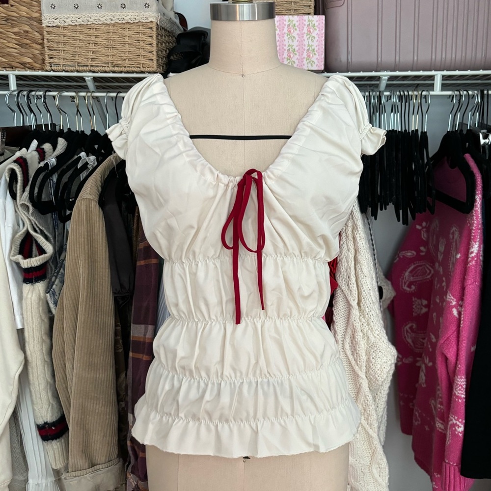 Smocked Top Red Detail